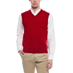 Raffi Sweater Mens Size XXL Vest V-Neck Pullover Merino Wool Red Sleeveless